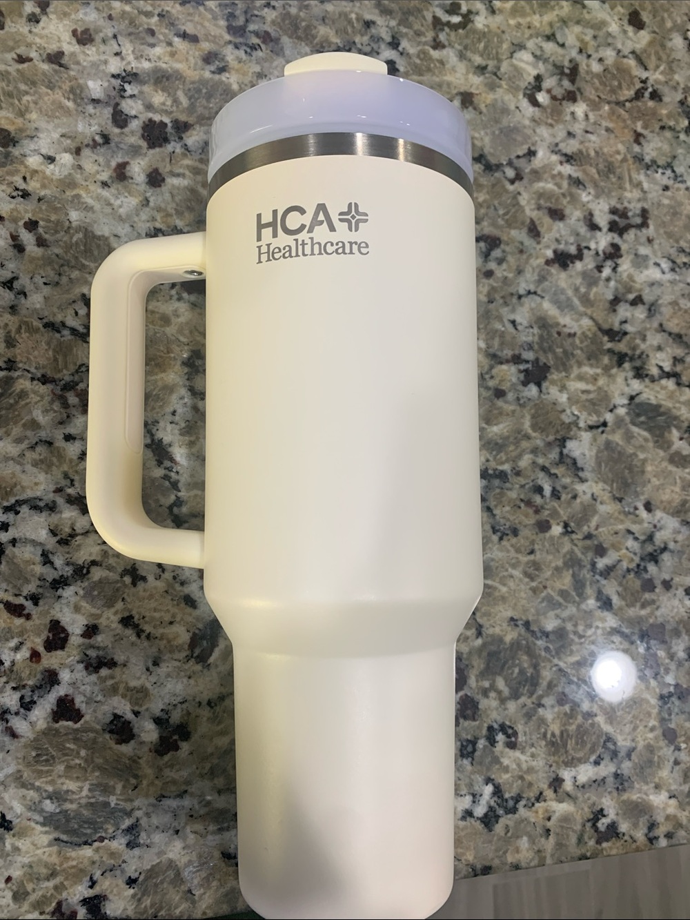 Stanley Cream Travel Mug with Handle and Straw - Picture 2 of 2